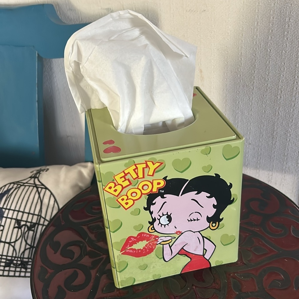 Vintage BETTY BOOP FELIX THE CAT Tin Tissue Box
